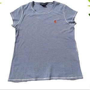 Ralph Lauren Sport Striped Blue & White Tee